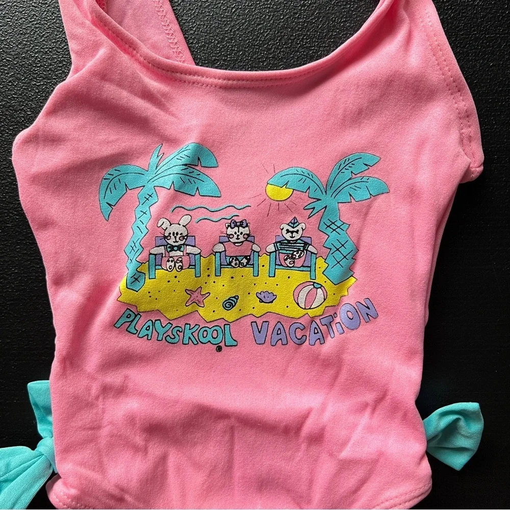 Vintage Playskool Vacation Neon Pink One Piece Swimsuit Size 5/6 - Picture 2 of 9